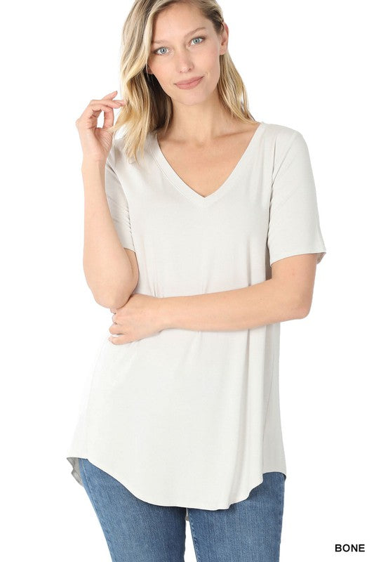 Super Soft Basic Short Sleeve V-Neck Top