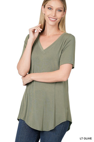 Super Soft Basic Short Sleeve V-Neck Top