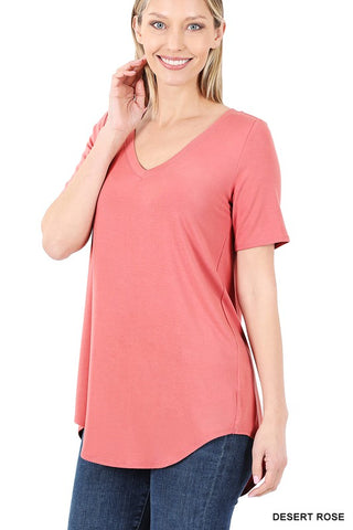 Super Soft Basic Short Sleeve V-Neck Top