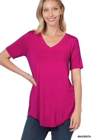 Super Soft Basic Short Sleeve V-Neck Top