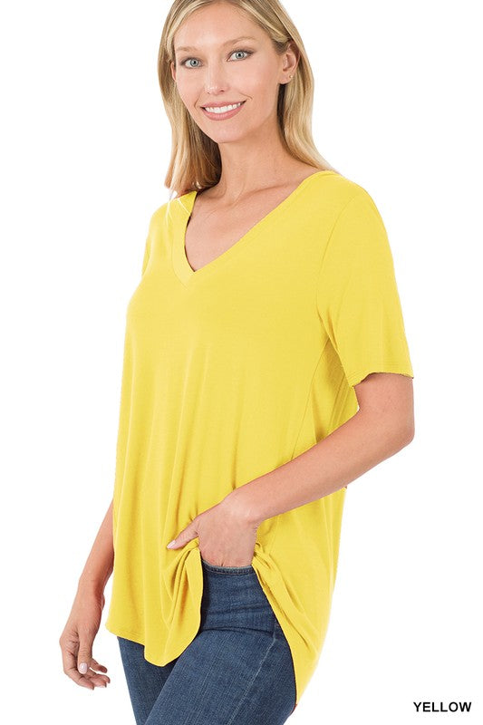 Super Soft Basic Short Sleeve V-Neck Top