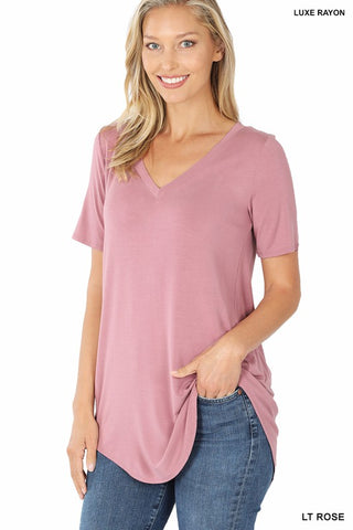 Super Soft Basic Short Sleeve V-Neck Top