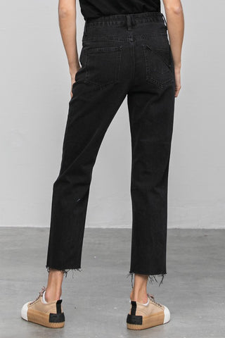 HIGH RISE PREMIUM STRAIGHT JEANS BLACK DENIM