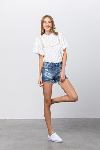 BUTTON DOWN MID RISE SHORTS