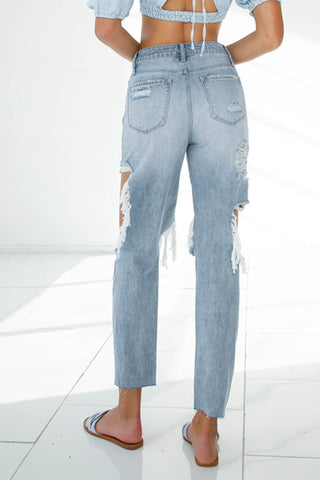 Denim Lab Ripped Raw Hem Boyfriend Jeans