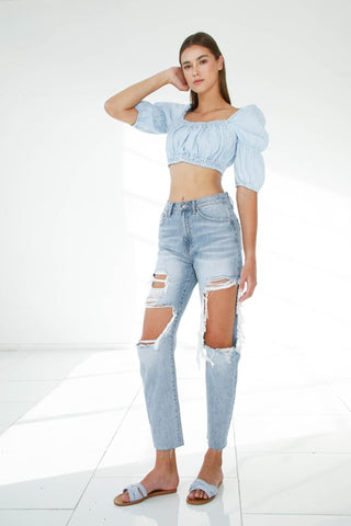 Denim Lab Ripped Raw Hem Boyfriend Jeans