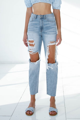 Denim Lab Ripped Raw Hem Boyfriend Jeans