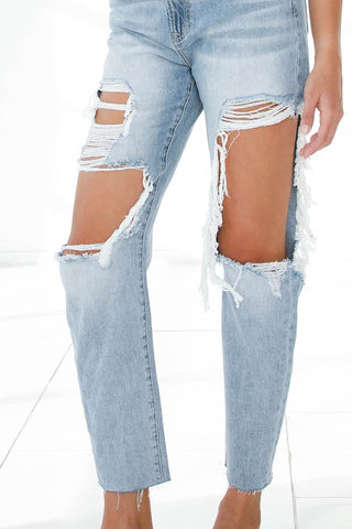 Denim Lab Ripped Raw Hem Boyfriend Jeans