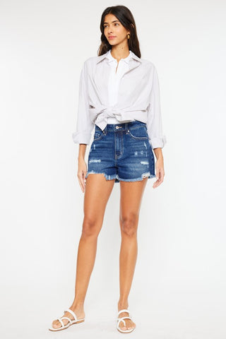 Kancan Janis High Rise No Stitch Frayed Hem Shorts