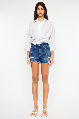 Kancan Janis High Rise No Stitch Frayed Hem Shorts