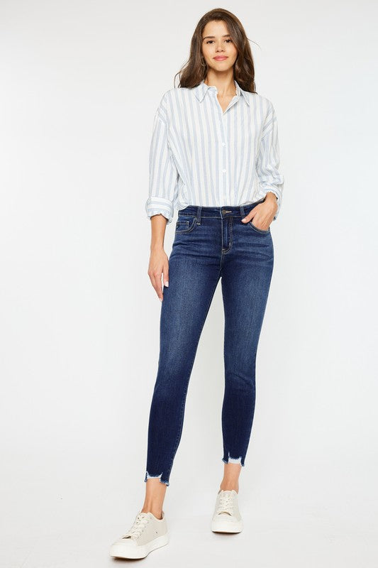 MID RISE ANKLE SKINNY JEANS-KC20009D