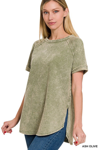 Acid Wash French Terry Cuffed Top