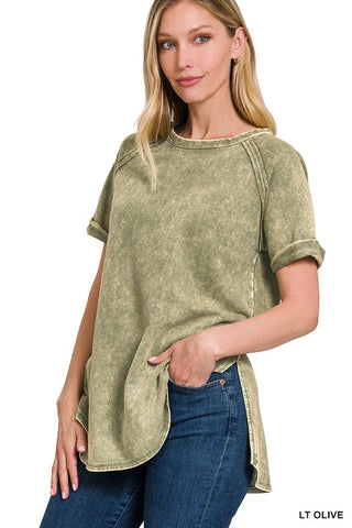 Acid Wash French Terry Cuffed Top