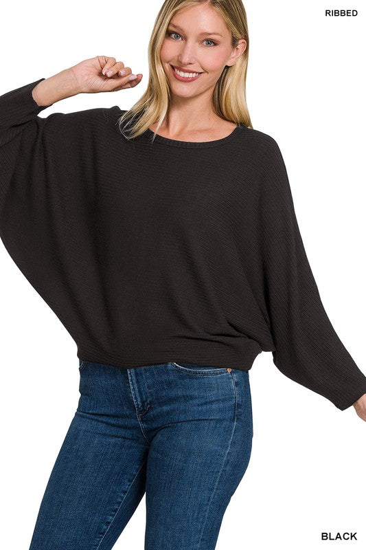 Ribbed Batwing Sweater