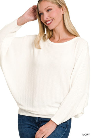 Ribbed Batwing Sweater