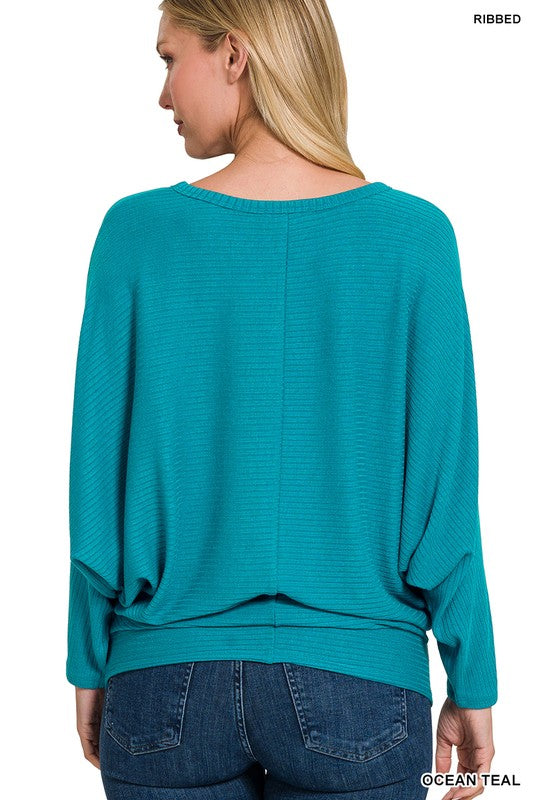 Ribbed Batwing Sweater