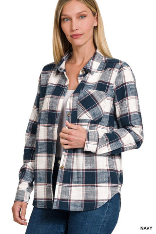 Plaid Shacket with Front Pocket