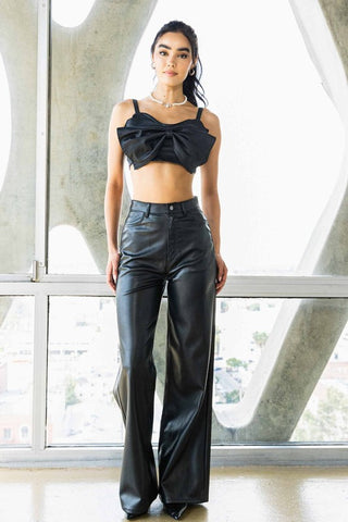 Vibrant M.I.U. Vegan Leather Wide Leg Pants