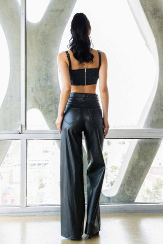 Vibrant M.I.U. Vegan Leather Wide Leg Pants