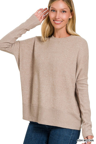Brushed Melange Hacci Dolman Sleeve Sweater
