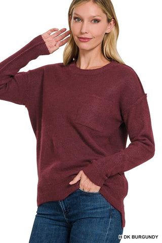 Melange High Low Hem Sweater