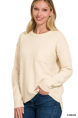 Melange High Low Hem Sweater