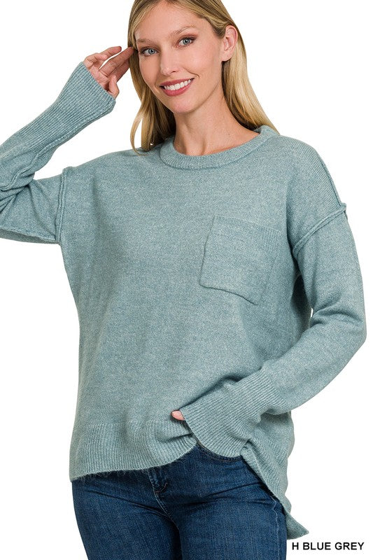 Melange High Low Hem Sweater