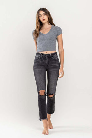 Kancan High Rise Stretch Distressed Crop Slim Straight