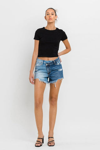 Super High Rise Two Tone Denim Shorts