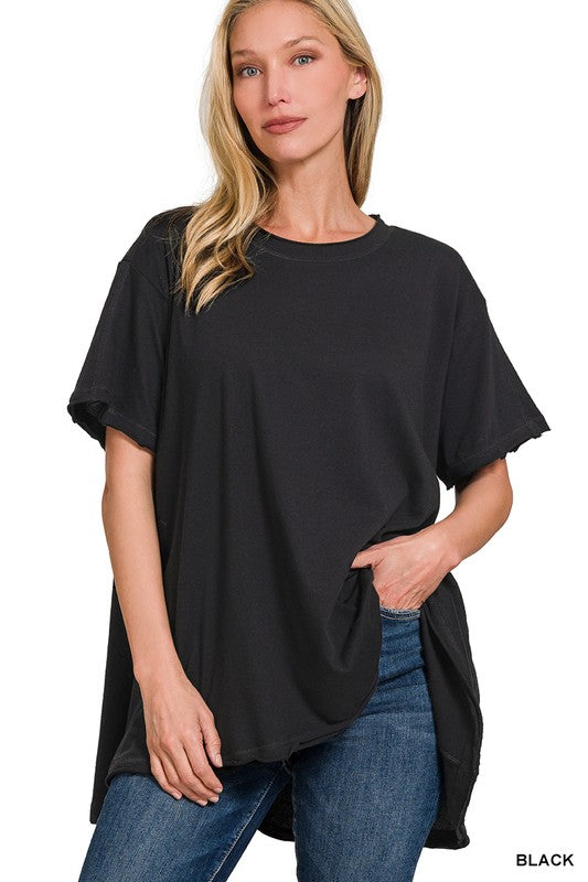 Cotton Drop Shoulder Oversized Top