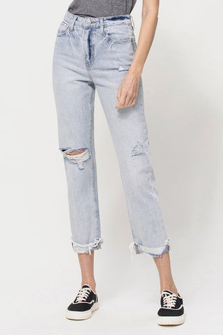 Vervet by Flying Monkey Minor Mishap Super High Rise Relaxed Cuff Straight Jeans