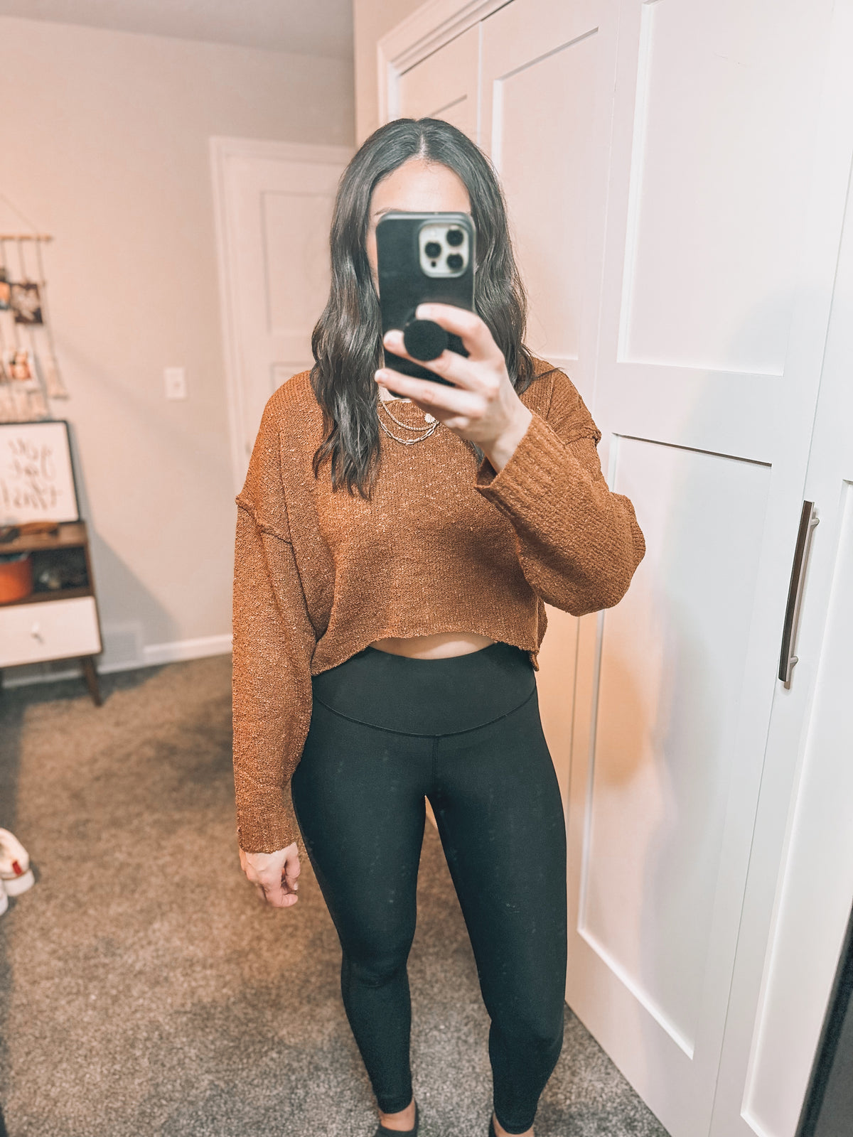 Outseam Stitch Crop Sweater