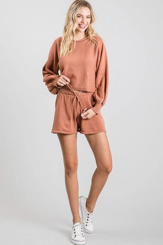 Bubble Sleeve Sweater and Shorts Set