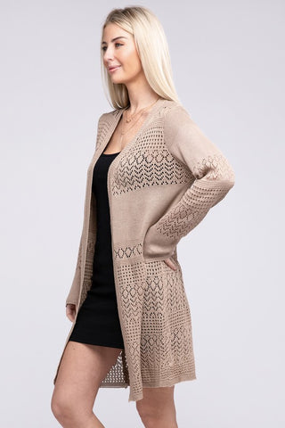 Texture Open Front Knit Cardigan