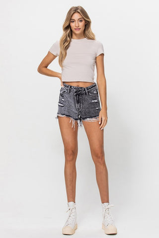 Vervet by Flying Monkey Jada High Rise Two Tone Asymmetrical Waist Shorts