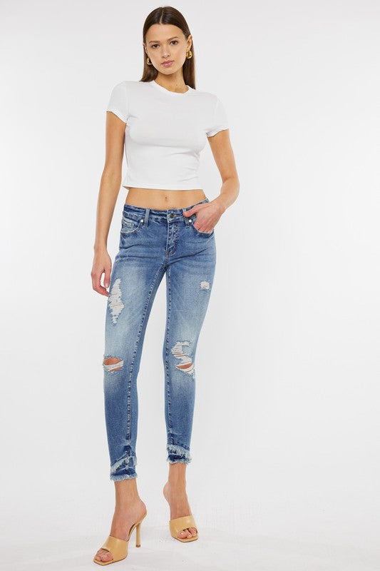 Kancan Ankle Biters Mid Rise Skinny Jeans