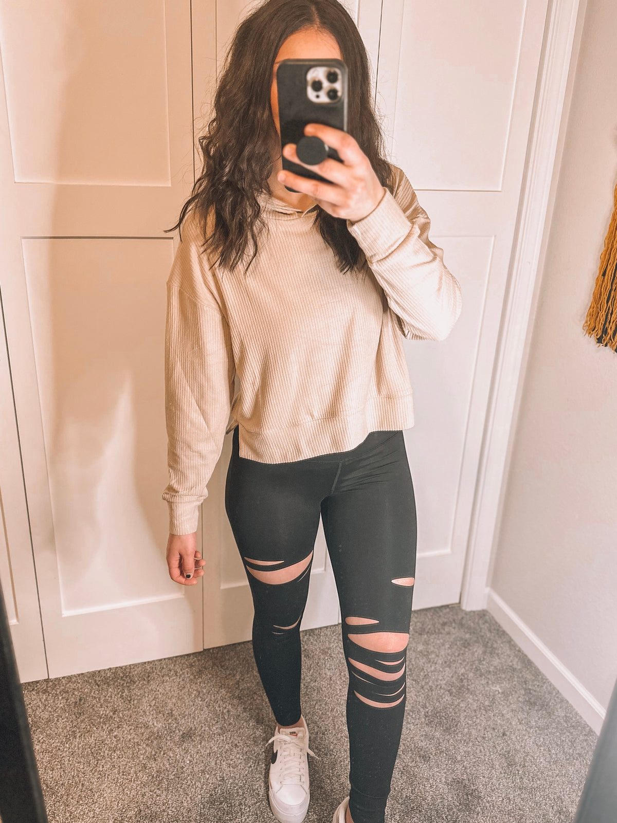 Soft Brushed Ribbed Crop Hoodie