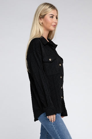 Button Front Knit Shacket