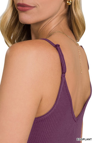 Ribbed Button Front Cami