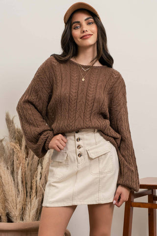 Eyelit Tie Back Sweater