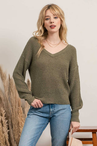 Criss Cross Sweater in Olive