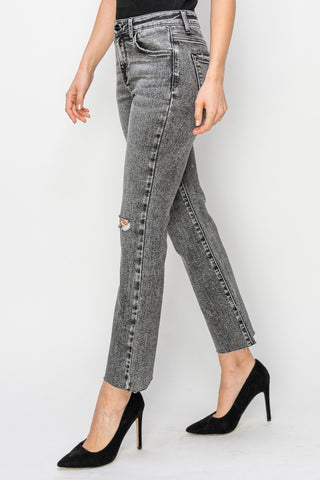 RISEN High Waist Distressed Straight Jeans